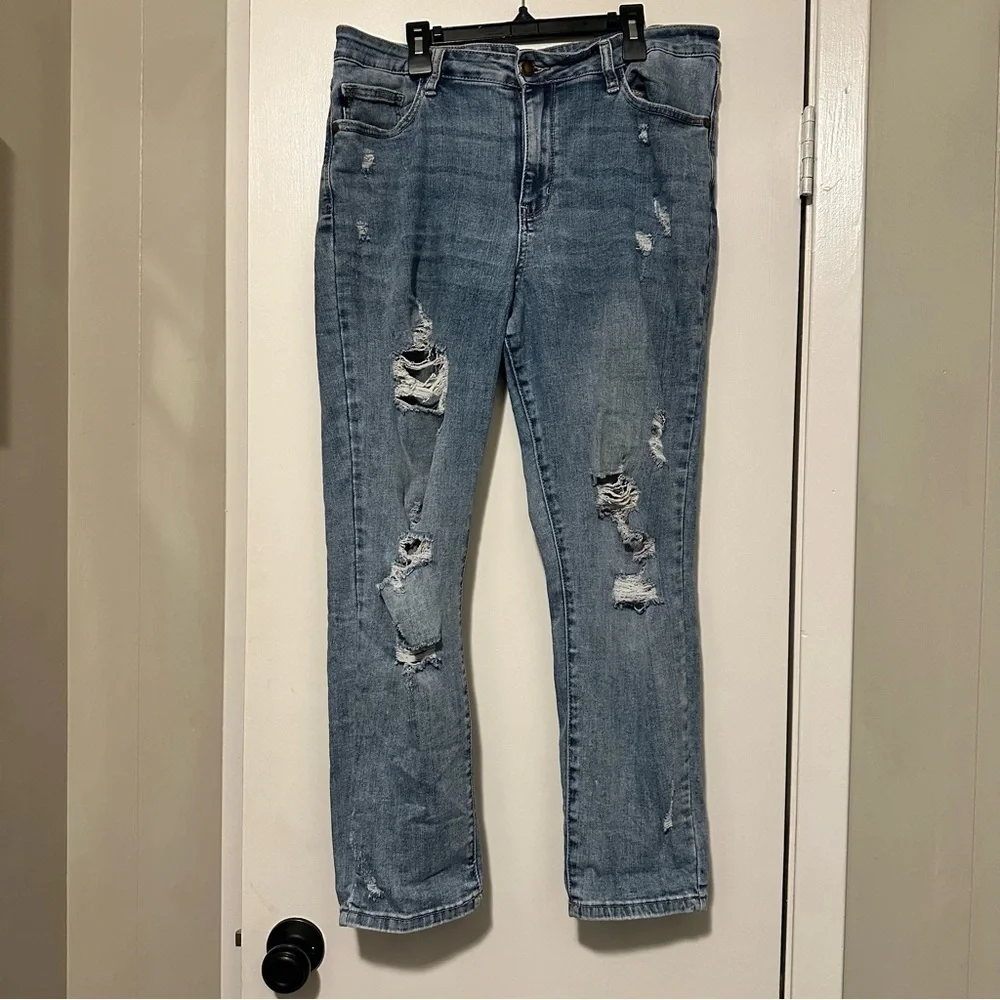 Judy Blue High Waist Destroyed Boyfriend denim jeans size 13/31 - Picture 3 of 11